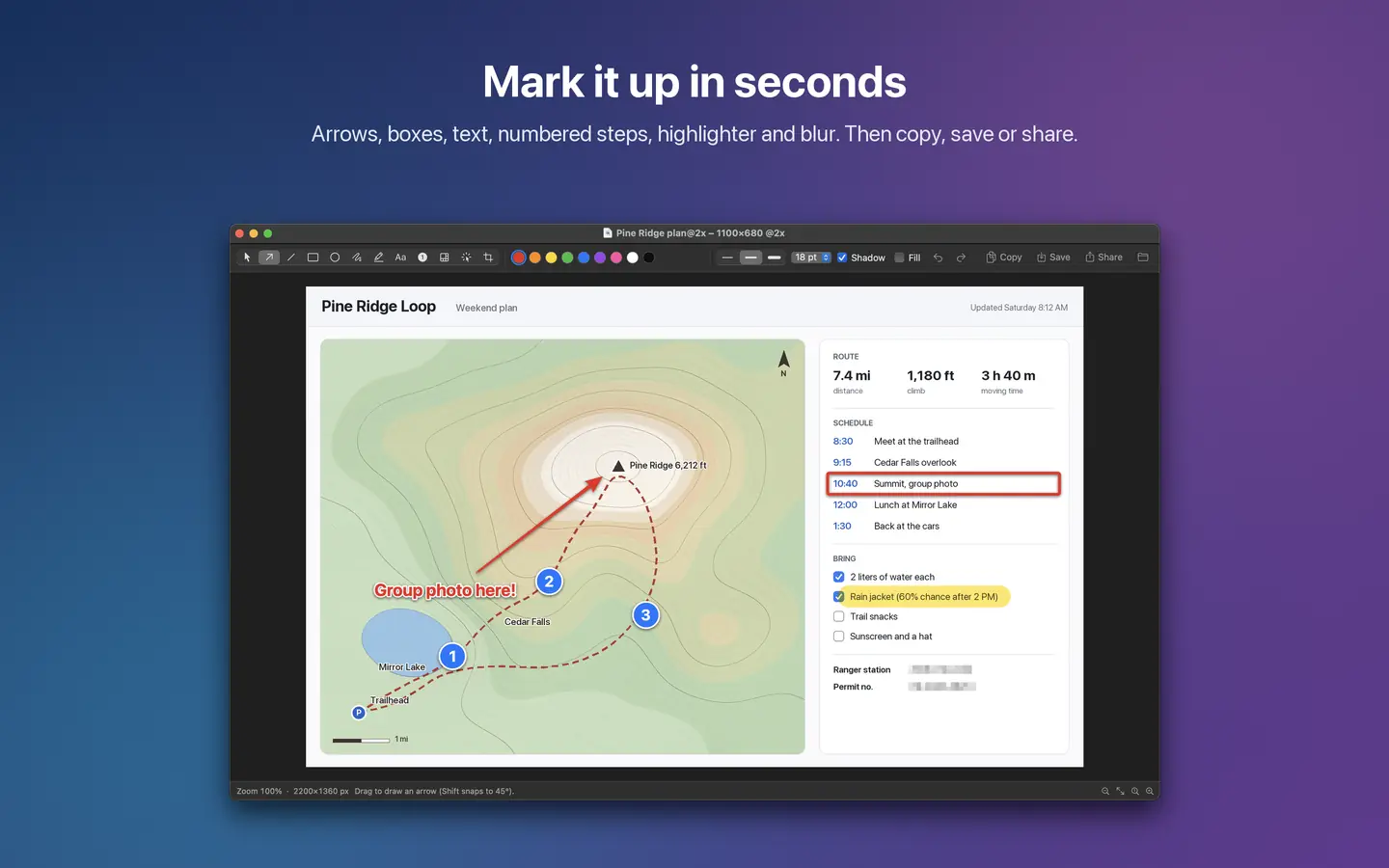 BetterScreenClipper screenshot: Markup editor